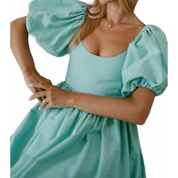 NEW BALI ELF cherie puff sleeve midi dress in tosca - Picture 6 of 6